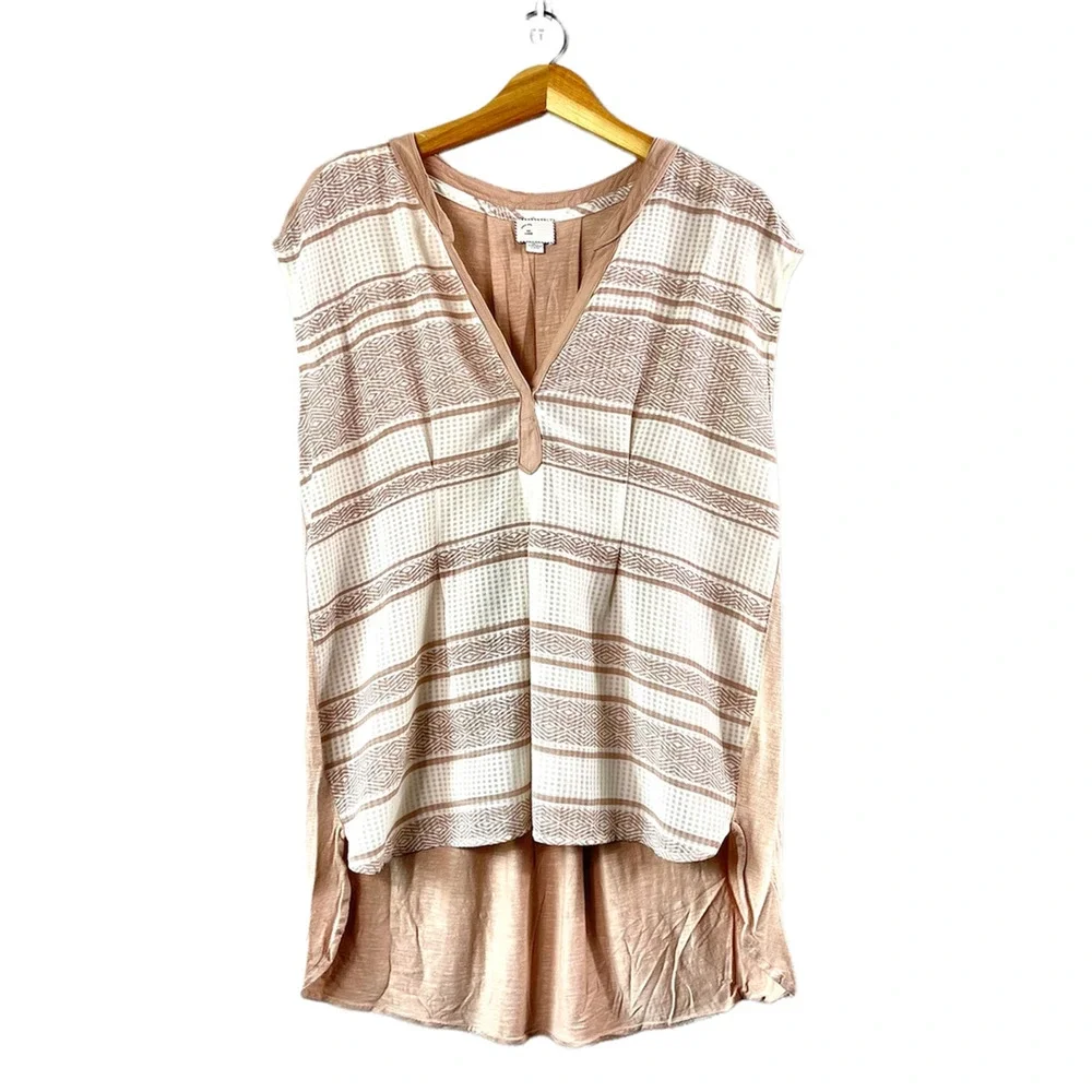 Women's Tan Striped Anthropologie Postmark Blouse L - Picture 1 of 6